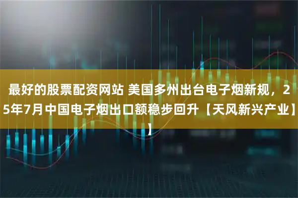 最好的股票配资网站 美国多州出台电子烟新规，25年7月中国电子烟出口额稳步回升【天风新兴产业】