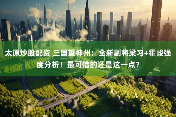 太原炒股配资 三国望神州：全新副将梁习+霍峻强度分析！最可惜的还是这一点？